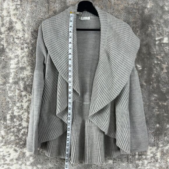 Design History Size XS Ribbed Open Front Cardigan Sweater Gray Long Sleeve - Picture 2 of 6